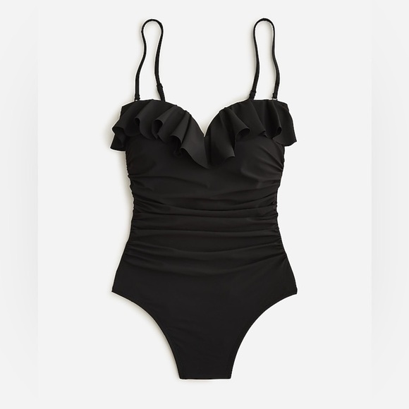 J Crew Matte ruched one-piece swimsuit with ruffles BY358 - Picture 1 of 2